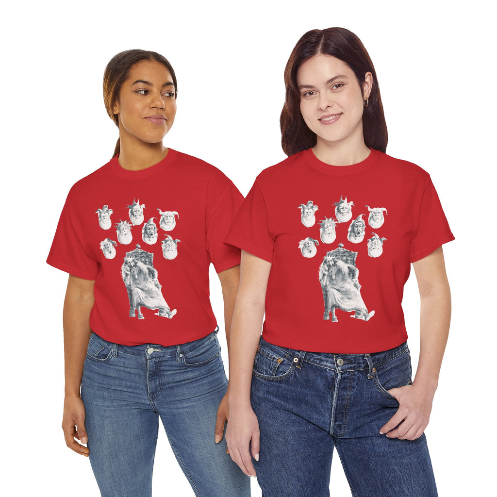 Graphic Tee — Gothic Angel and Floating Skulls Design