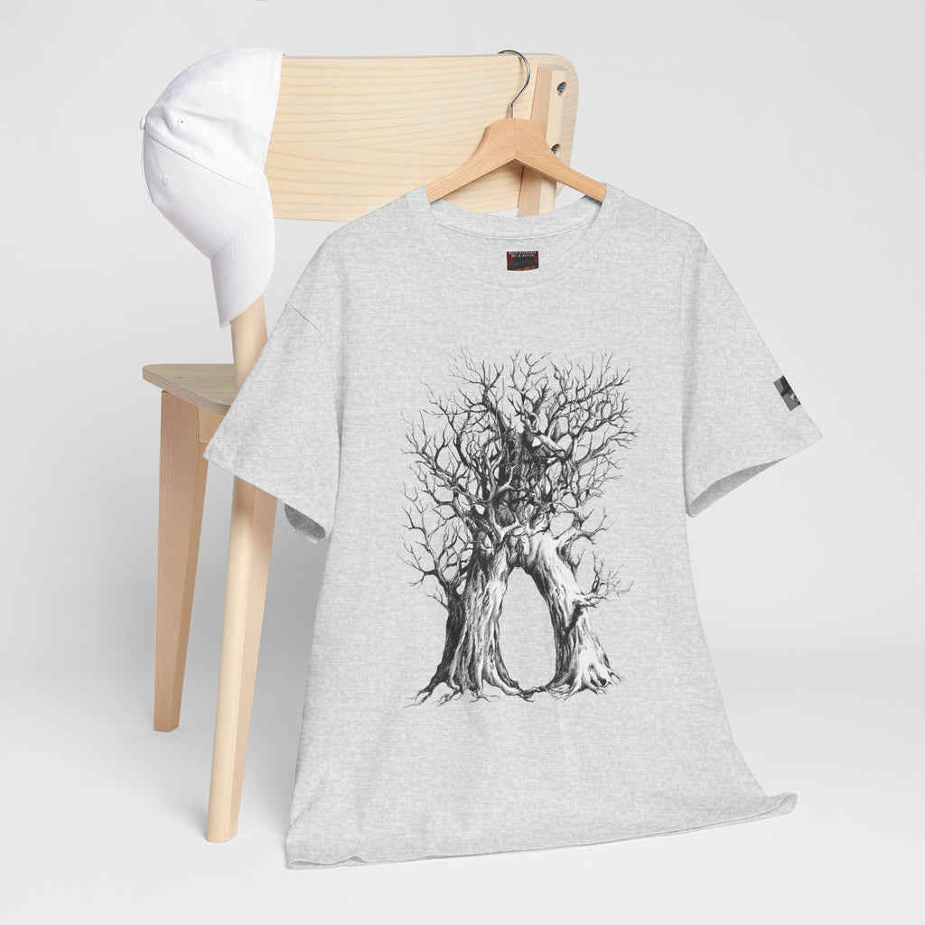 Tree of Lovers T-Shirt — Romantic Embrace Tree Illustration Tee