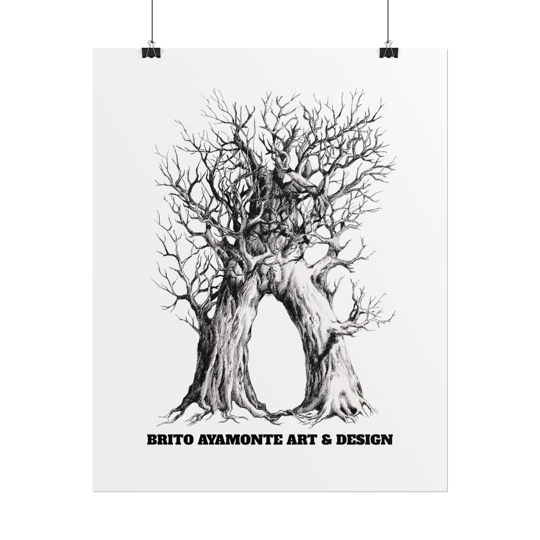 Tree Arch Illustration poster | Hand-drawn black ink botanical art