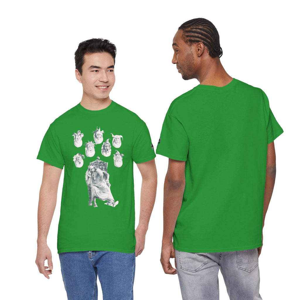 Graphic Tee — Gothic Angel and Floating Skulls Design