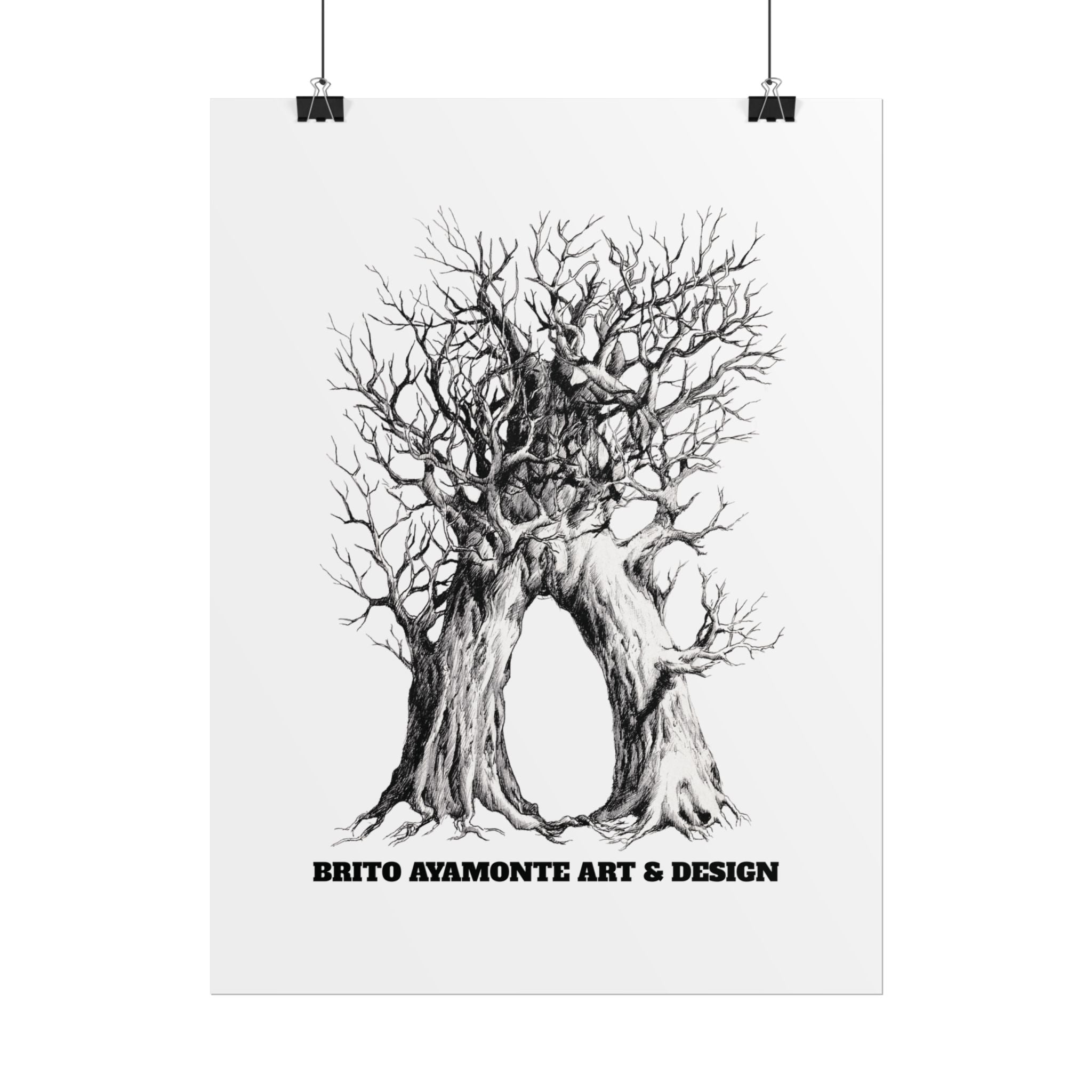 Tree Arch Illustration poster | Hand-drawn black ink botanical art