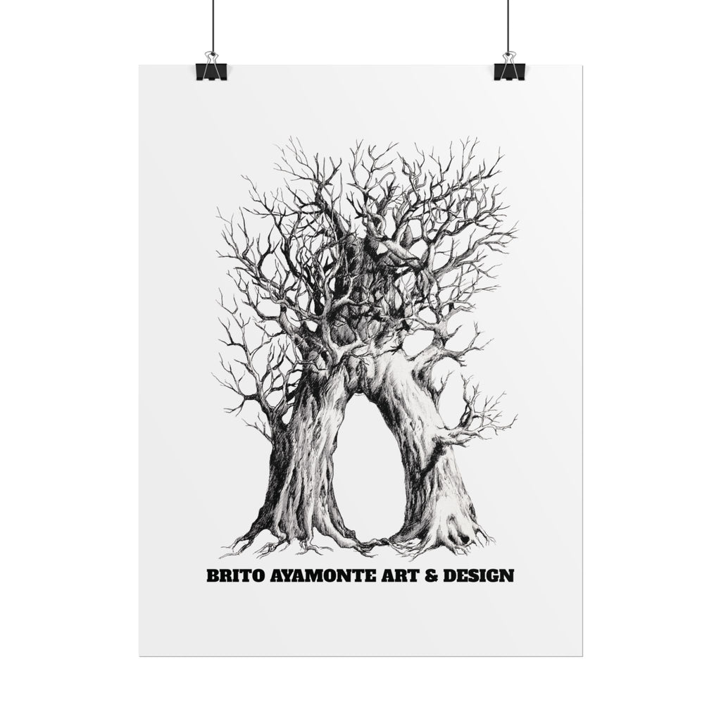 Tree Arch Illustration poster | Hand-drawn black ink botanical art