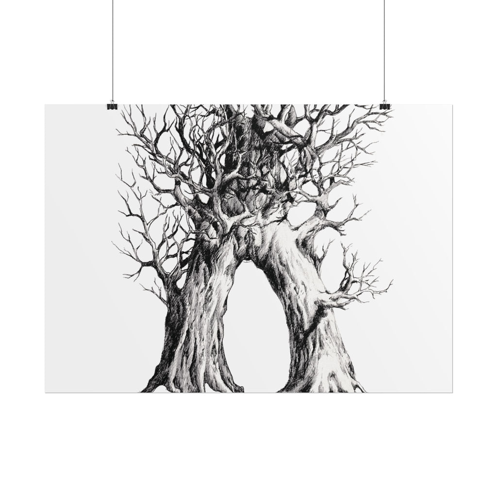 Tree Arch Illustration poster | Hand-drawn black ink botanical art