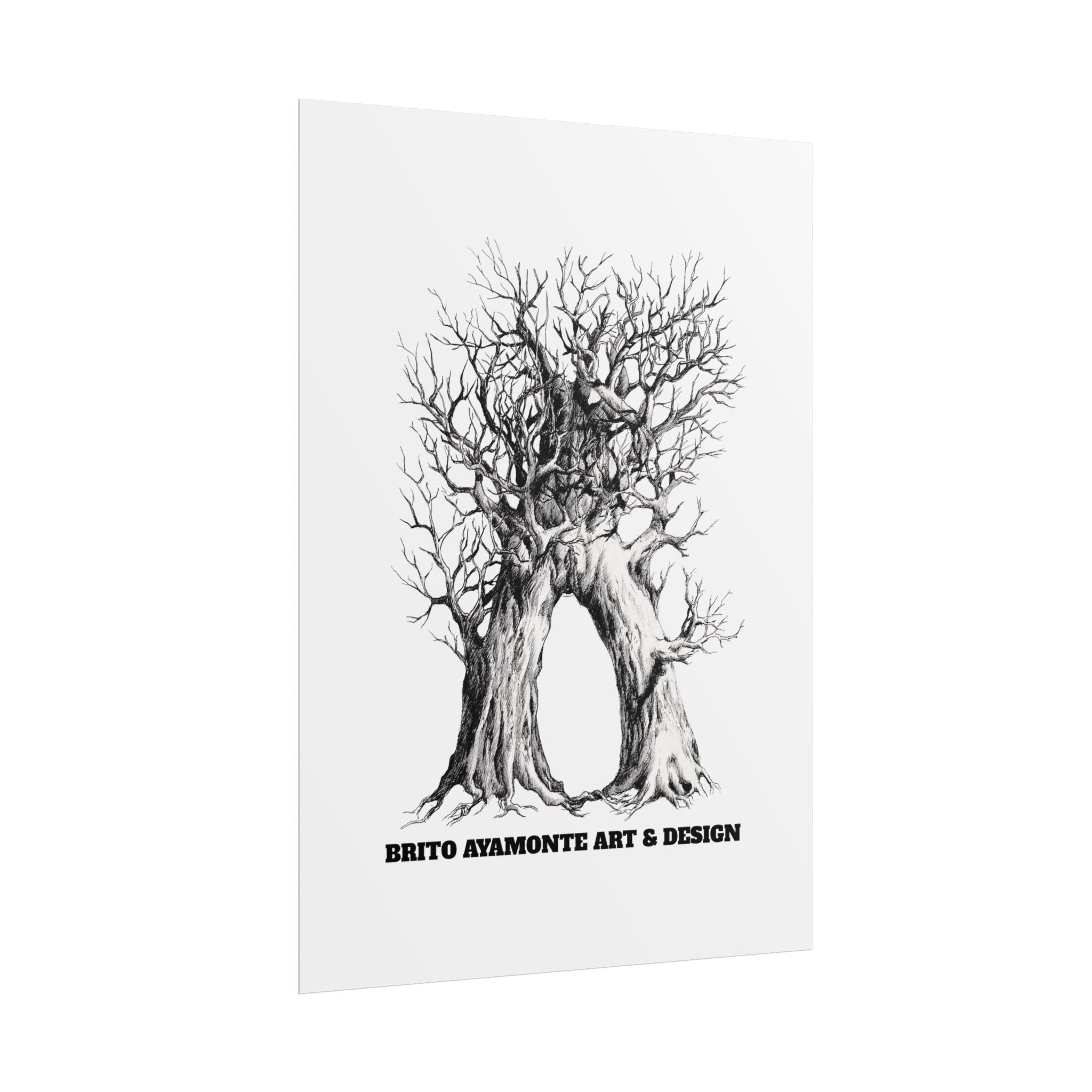Tree Arch Illustration poster | Hand-drawn black ink botanical art