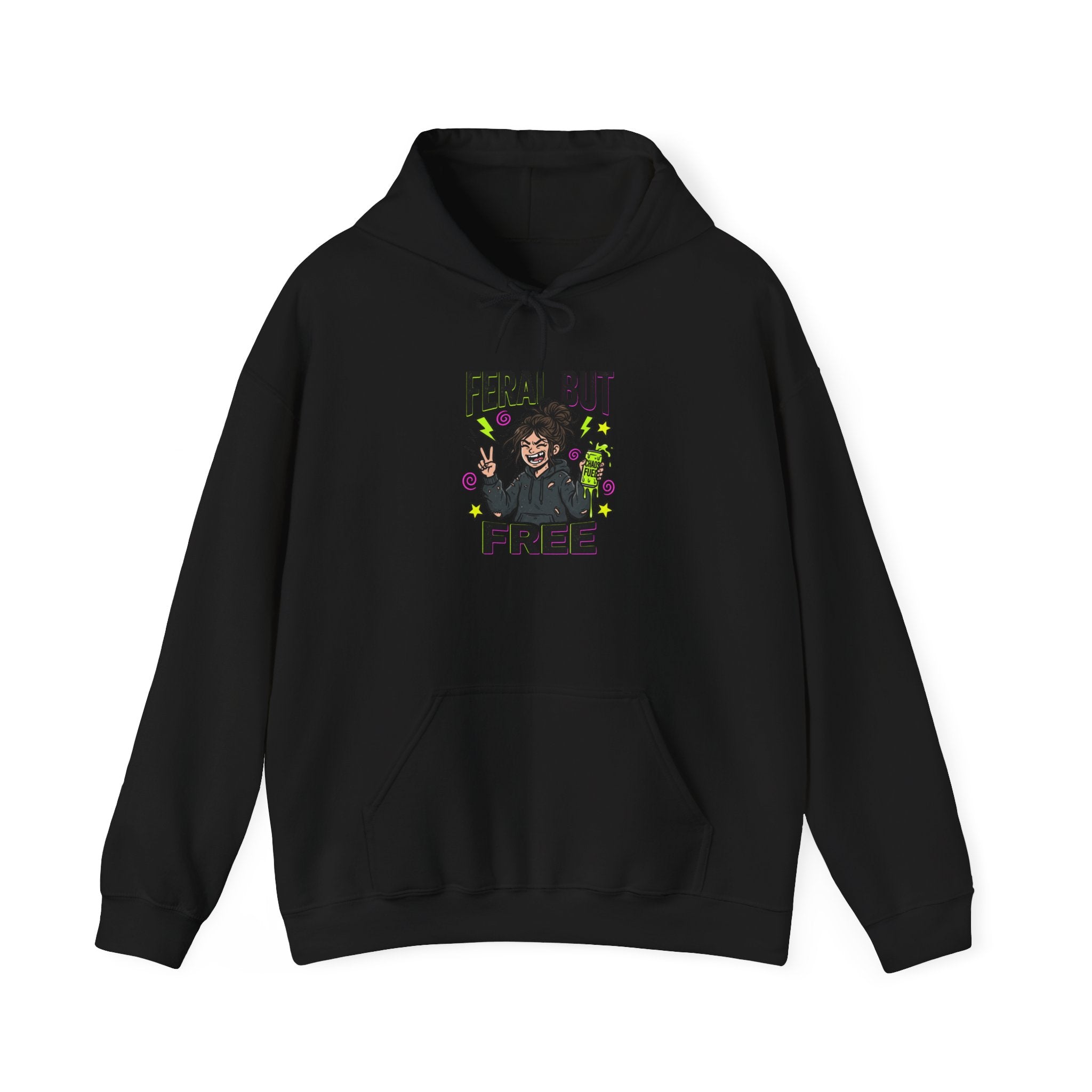 Feral But Free Hoodie | chaotic quirky humor, millennial burnout