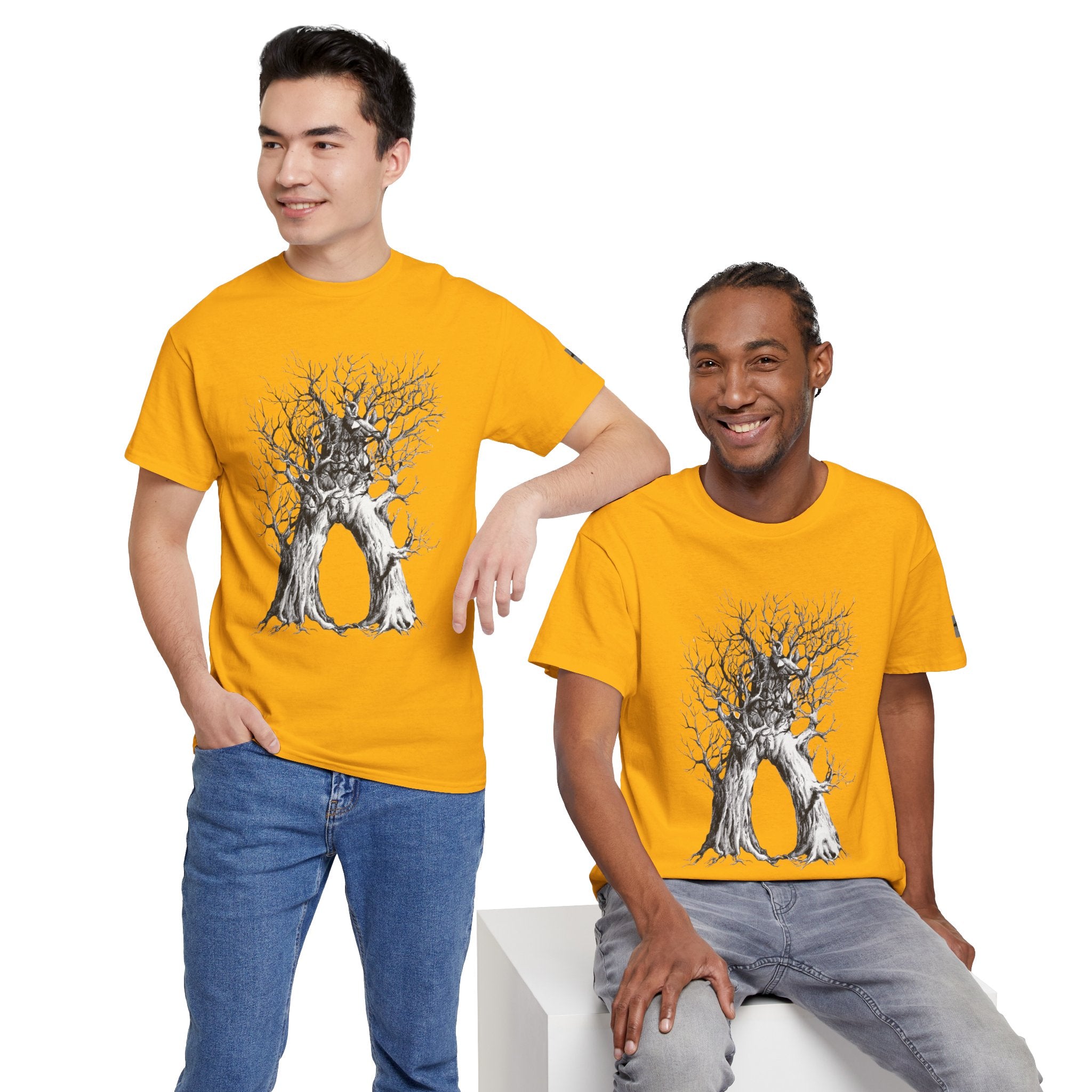 Tree of Lovers T-Shirt — Romantic Embrace Tree Illustration Tee