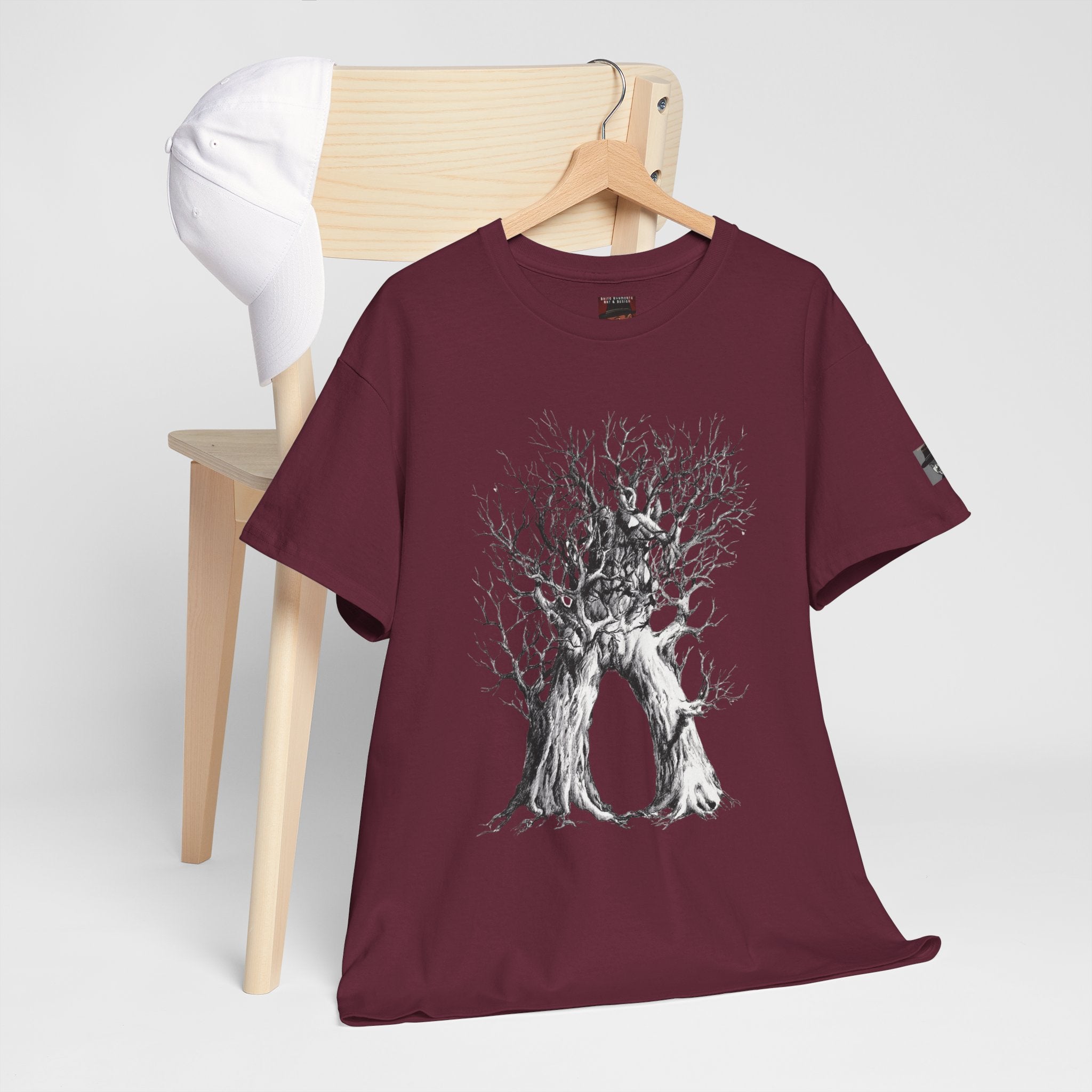 Tree of Lovers T-Shirt — Romantic Embrace Tree Illustration Tee