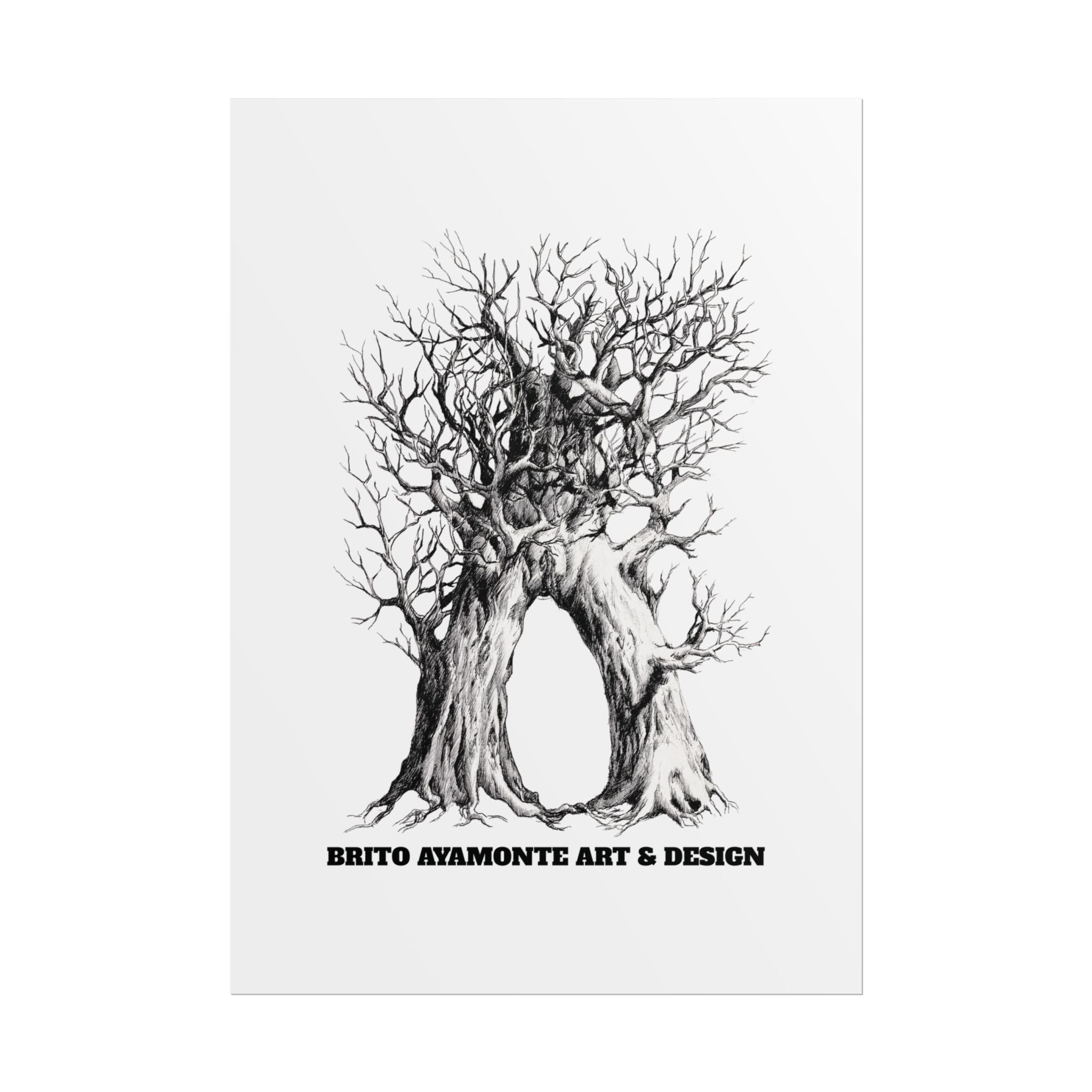 Tree Arch Illustration poster | Hand-drawn black ink botanical art