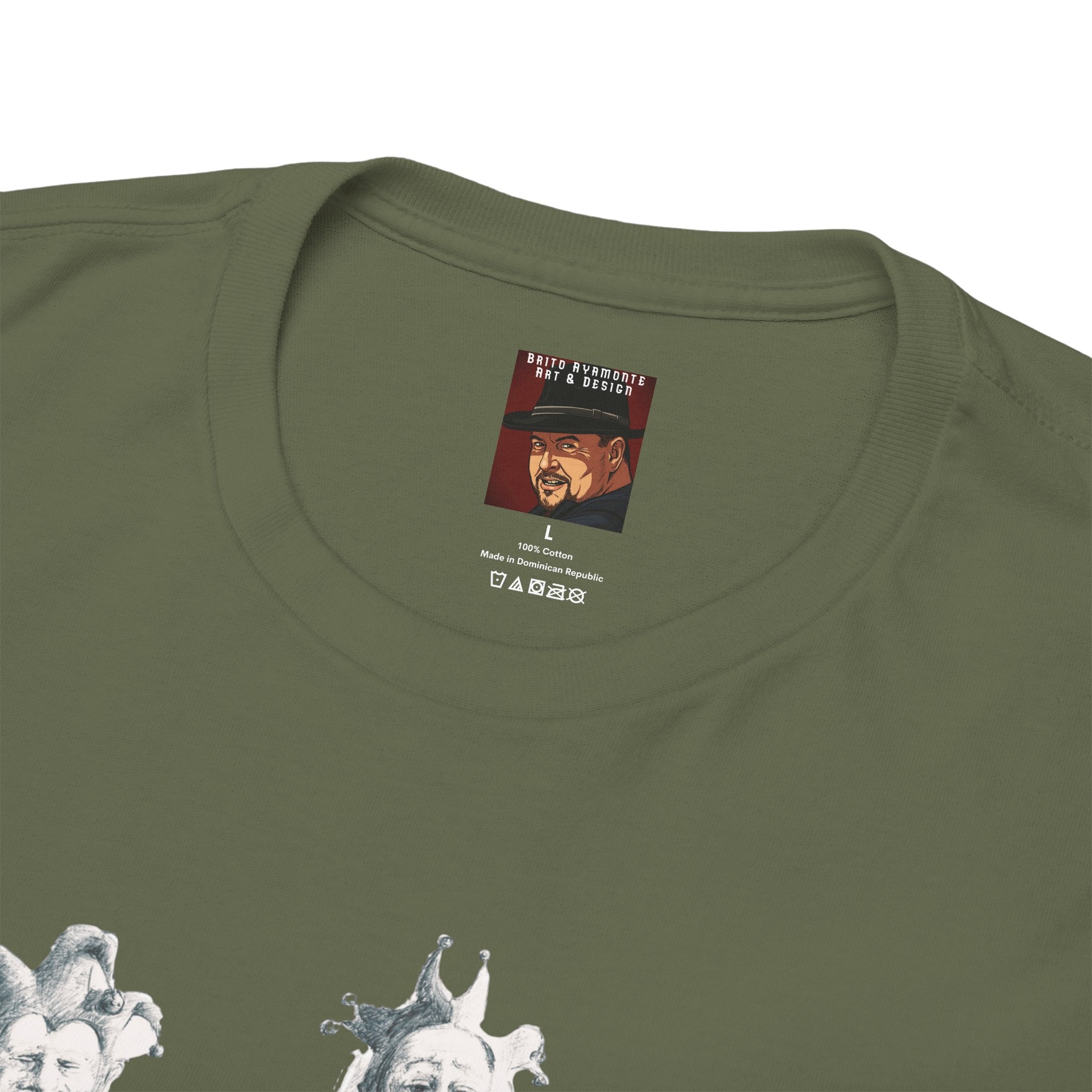 Graphic Tee — Gothic Angel and Floating Skulls Design