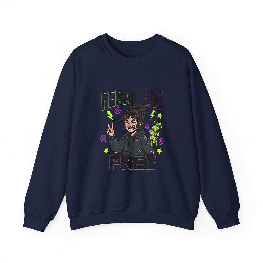 Feral But Free Sweatshirt | chaotic quirky humor, millennial burnout