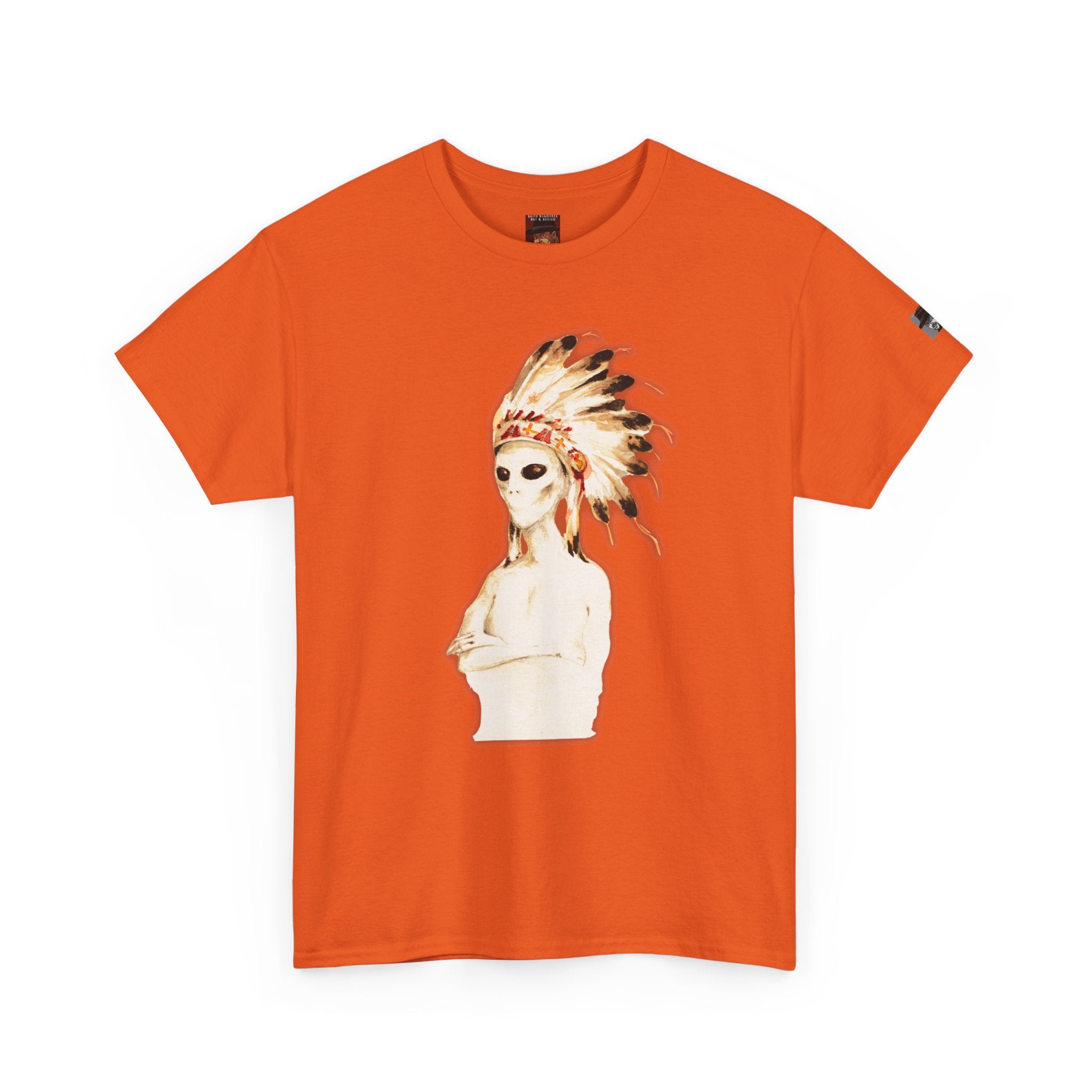 Graphic Tee — Watercolor Skeleton / Alien with Feather Headdress T-Shirt