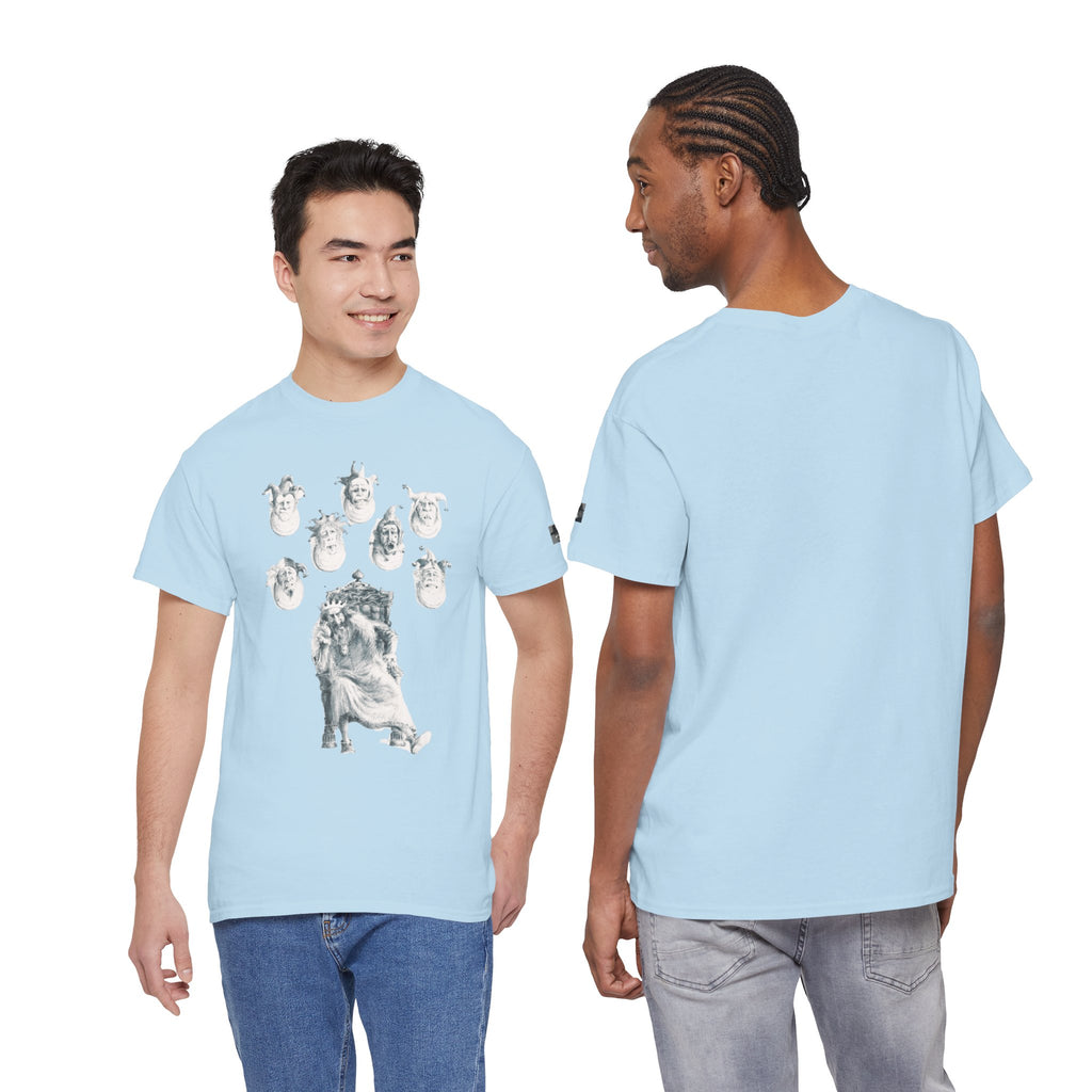 Graphic Tee — Gothic Angel and Floating Skulls Design