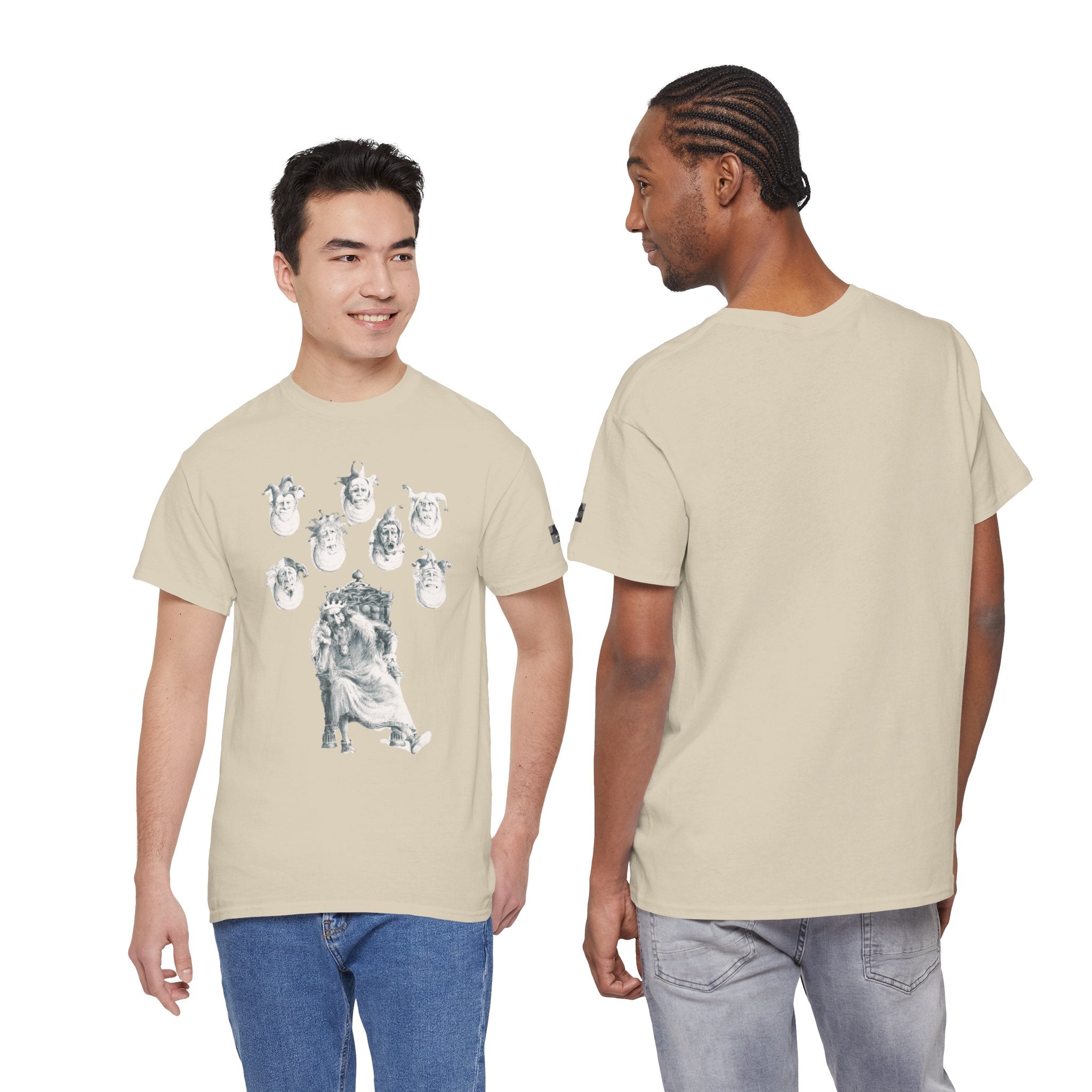 Graphic Tee — Gothic Angel and Floating Skulls Design