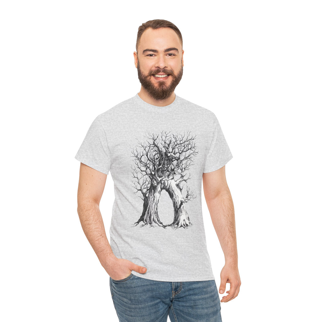 Tree of Lovers T-Shirt — Romantic Embrace Tree Illustration Tee