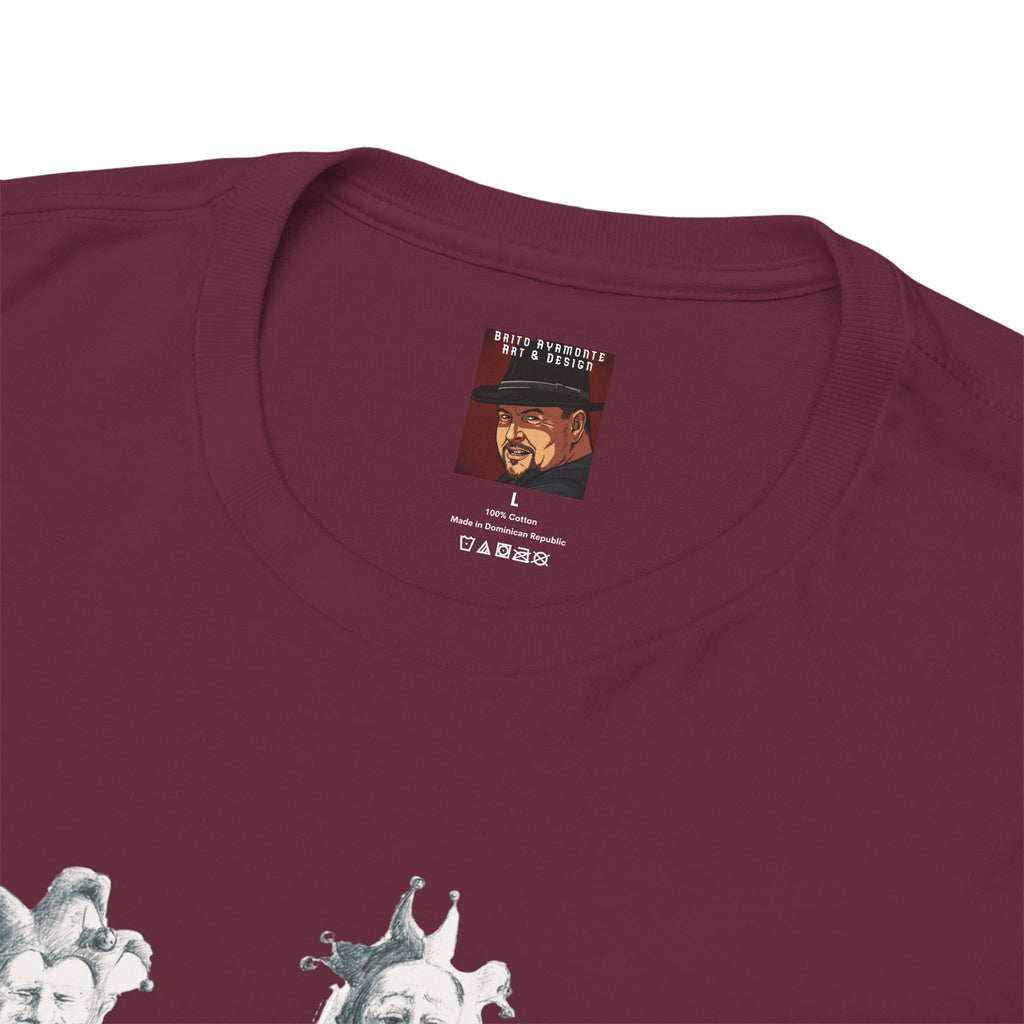 Graphic Tee — Gothic Angel and Floating Skulls Design