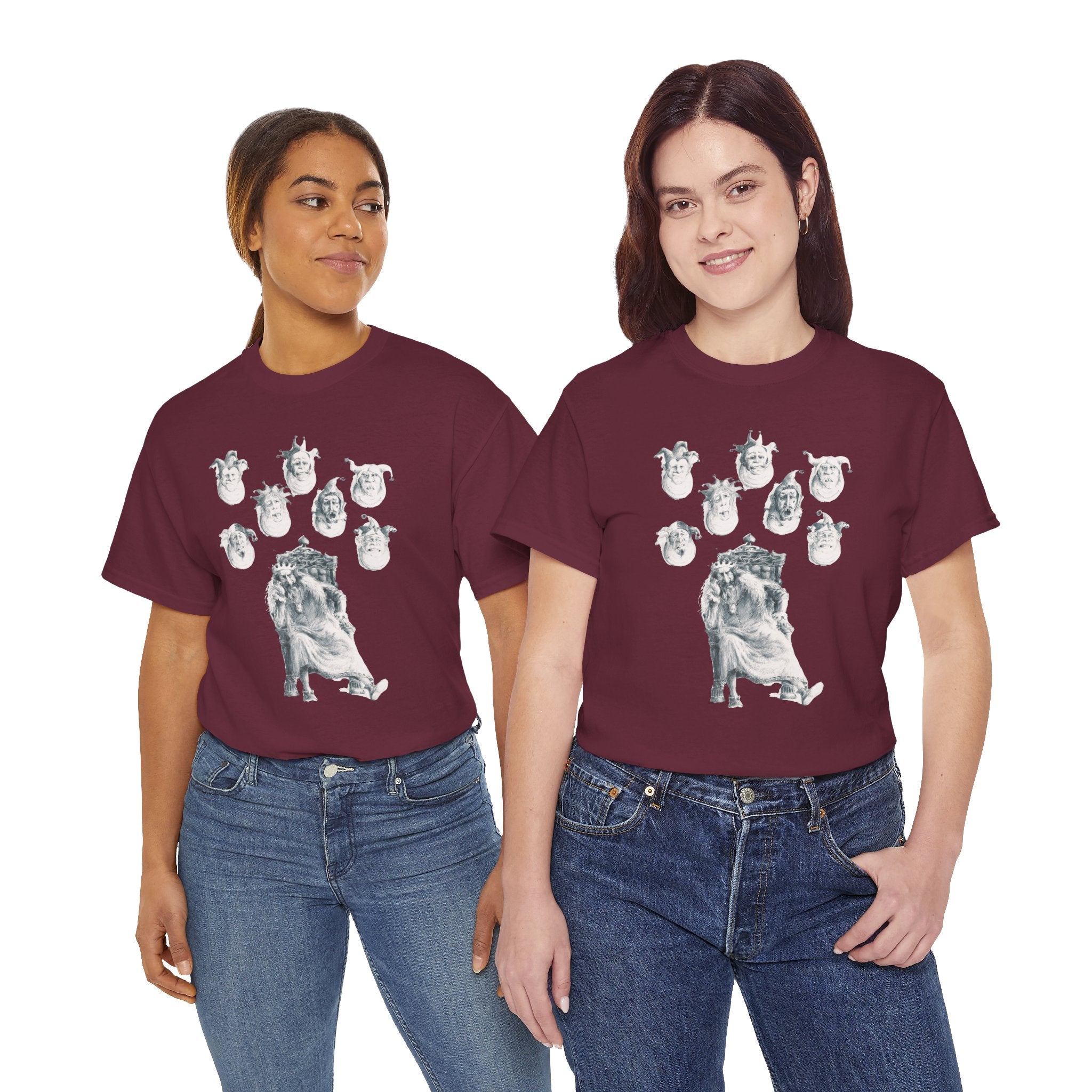 Graphic Tee — Gothic Angel and Floating Skulls Design
