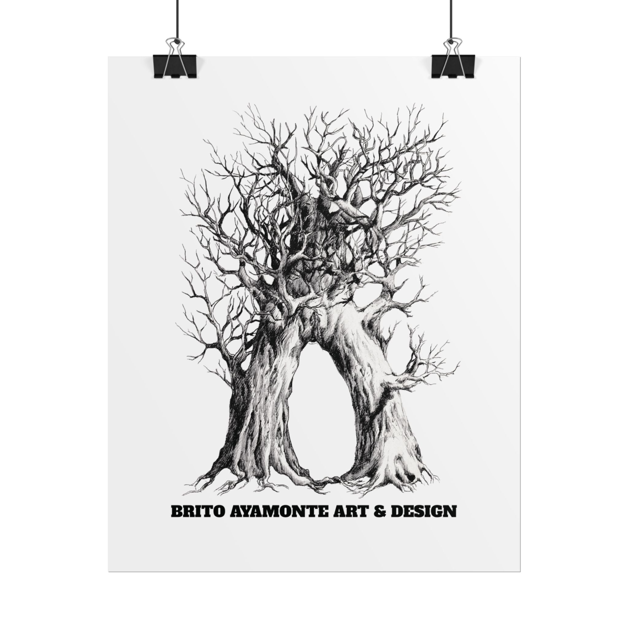 Tree Arch Illustration poster | Hand-drawn black ink botanical art