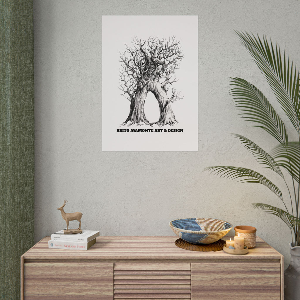 Tree Arch Illustration poster | Hand-drawn black ink botanical art