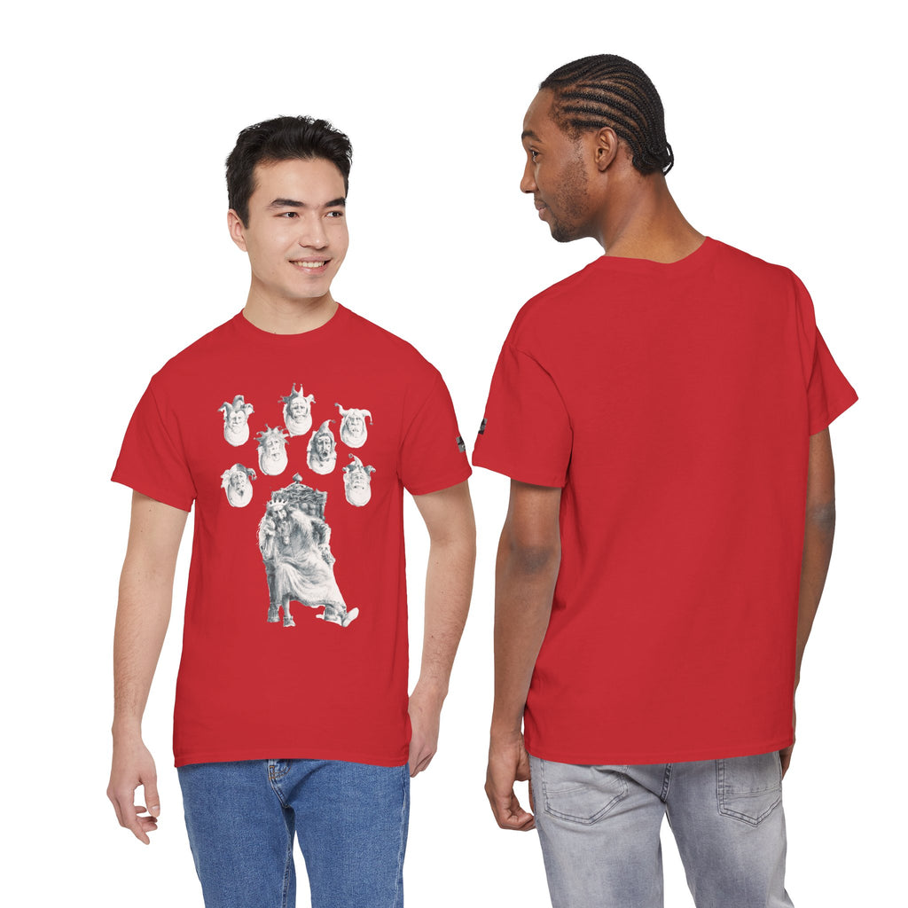 Graphic Tee — Gothic Angel and Floating Skulls Design
