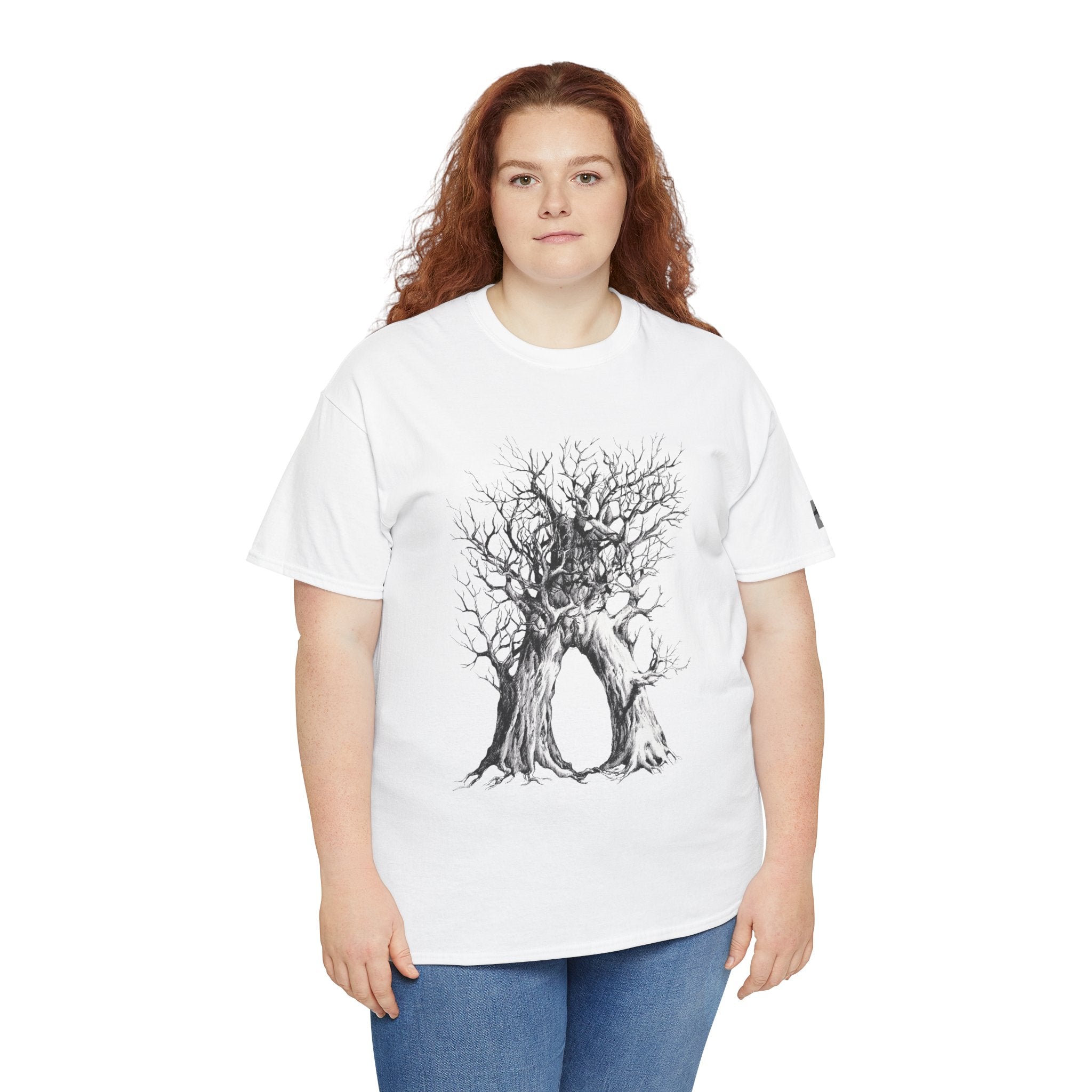 Tree of Lovers T-Shirt — Romantic Embrace Tree Illustration Tee
