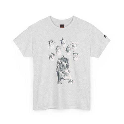 Graphic Tee — Gothic Angel and Floating Skulls Design
