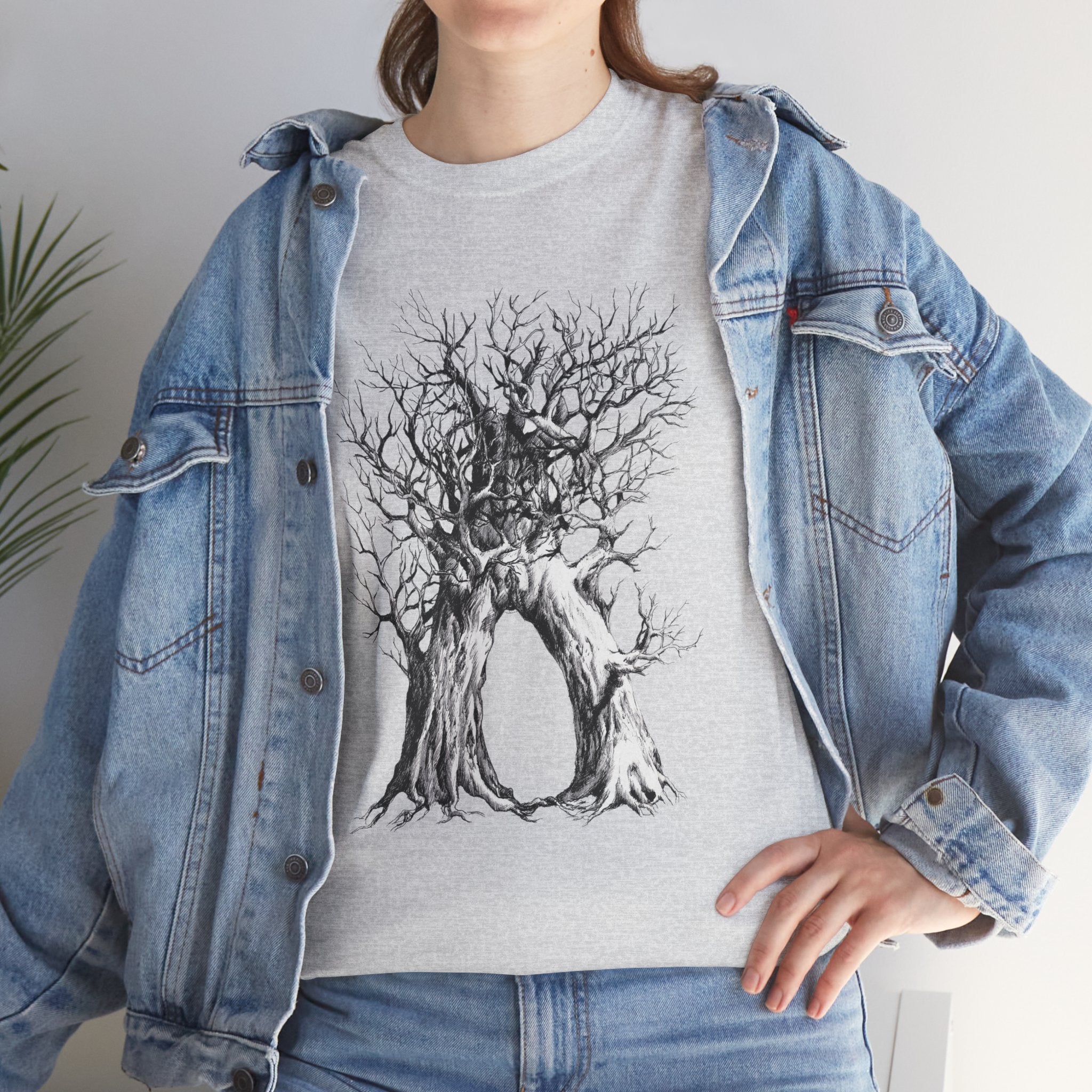 Tree of Lovers T-Shirt — Romantic Embrace Tree Illustration Tee