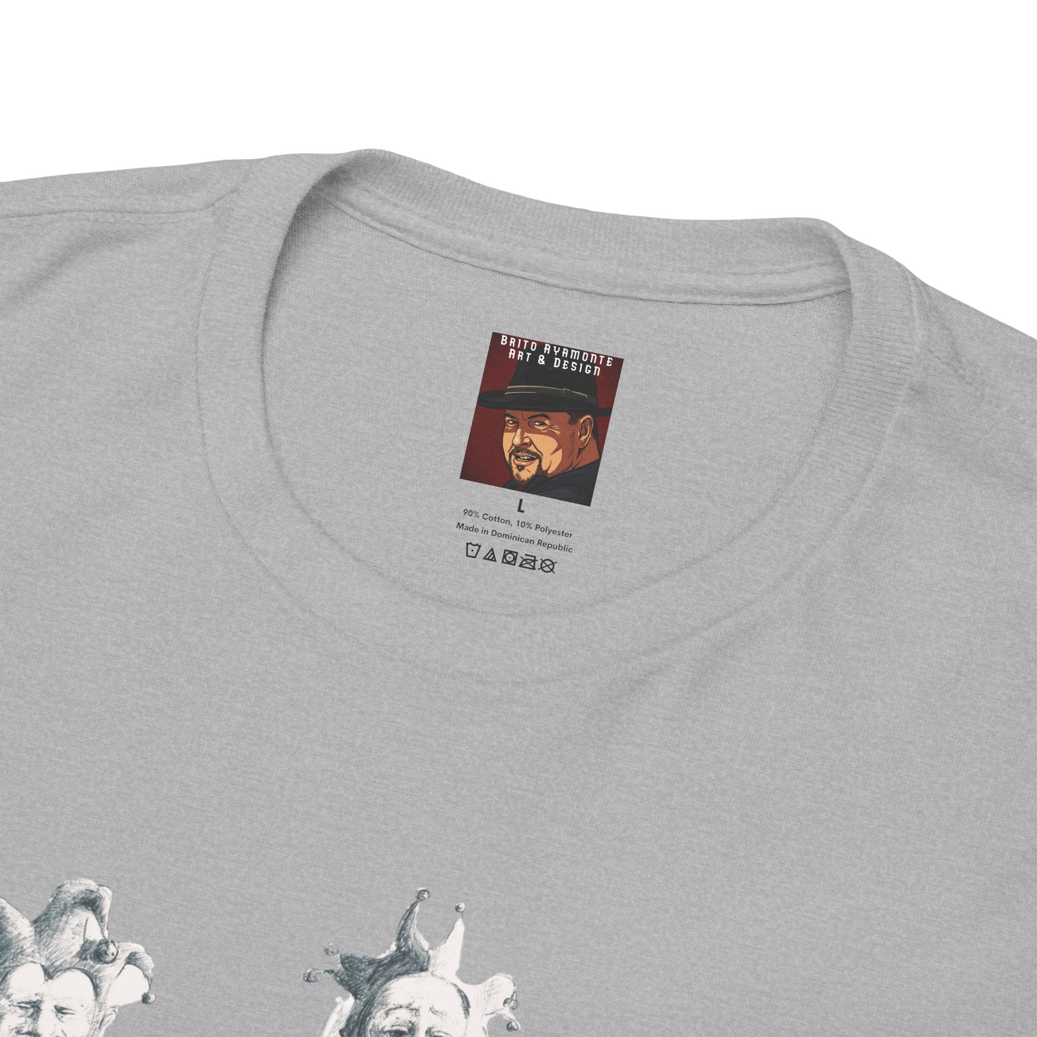 Graphic Tee — Gothic Angel and Floating Skulls Design