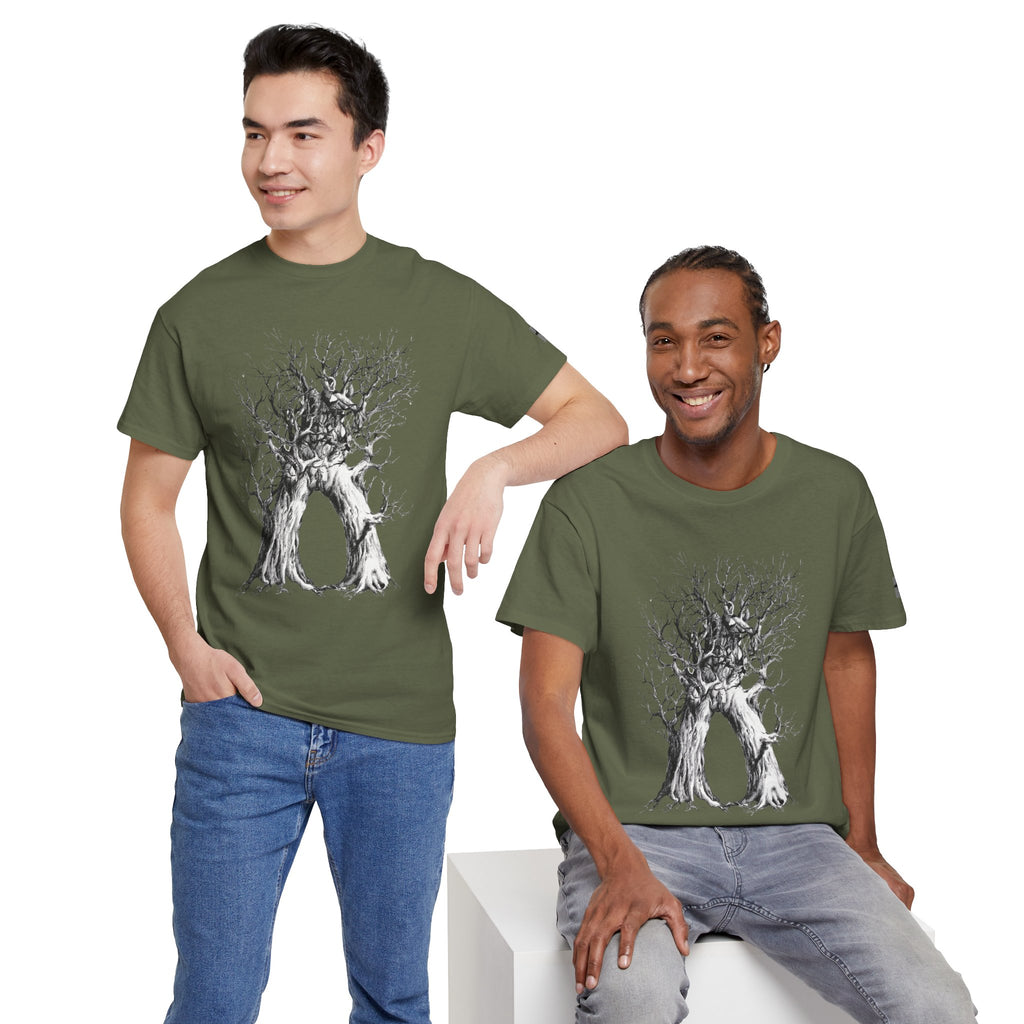 Tree of Lovers T-Shirt — Romantic Embrace Tree Illustration Tee