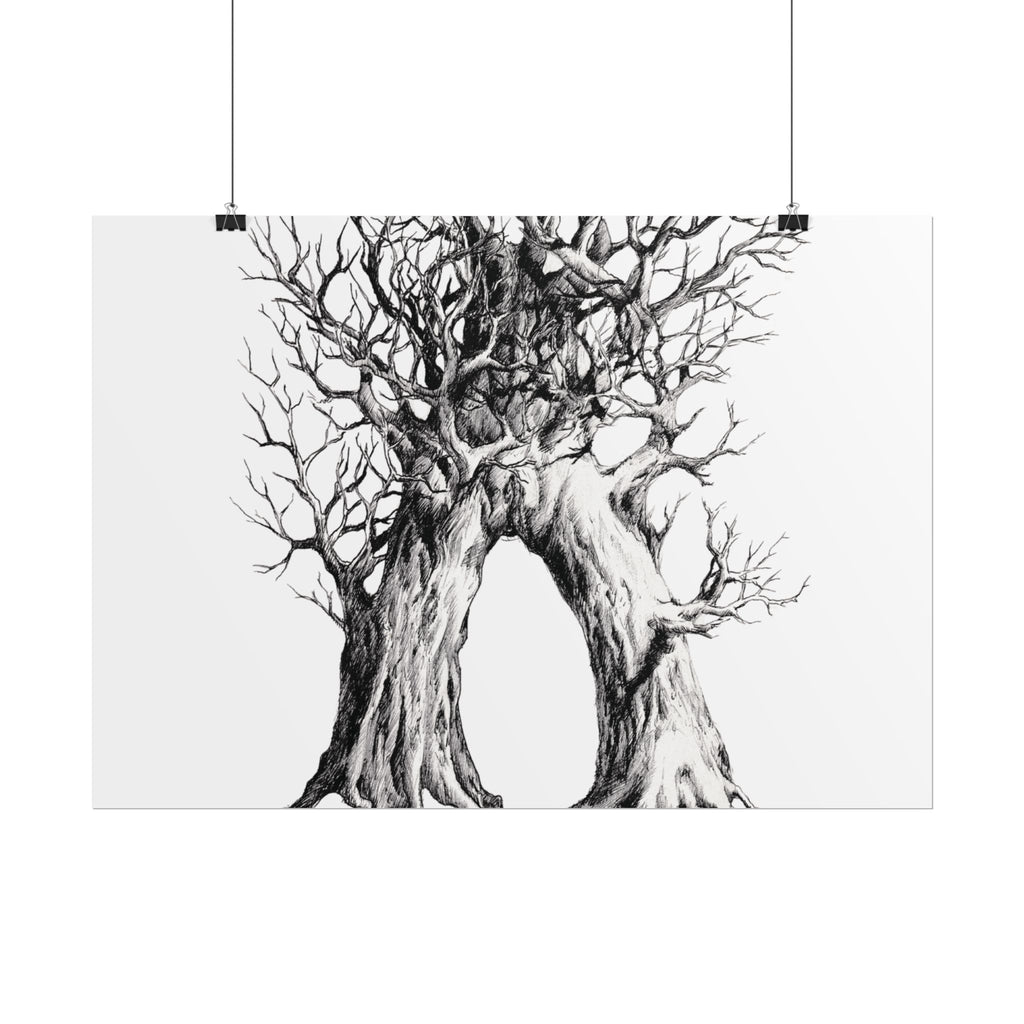 Tree Arch Illustration poster | Hand-drawn black ink botanical art