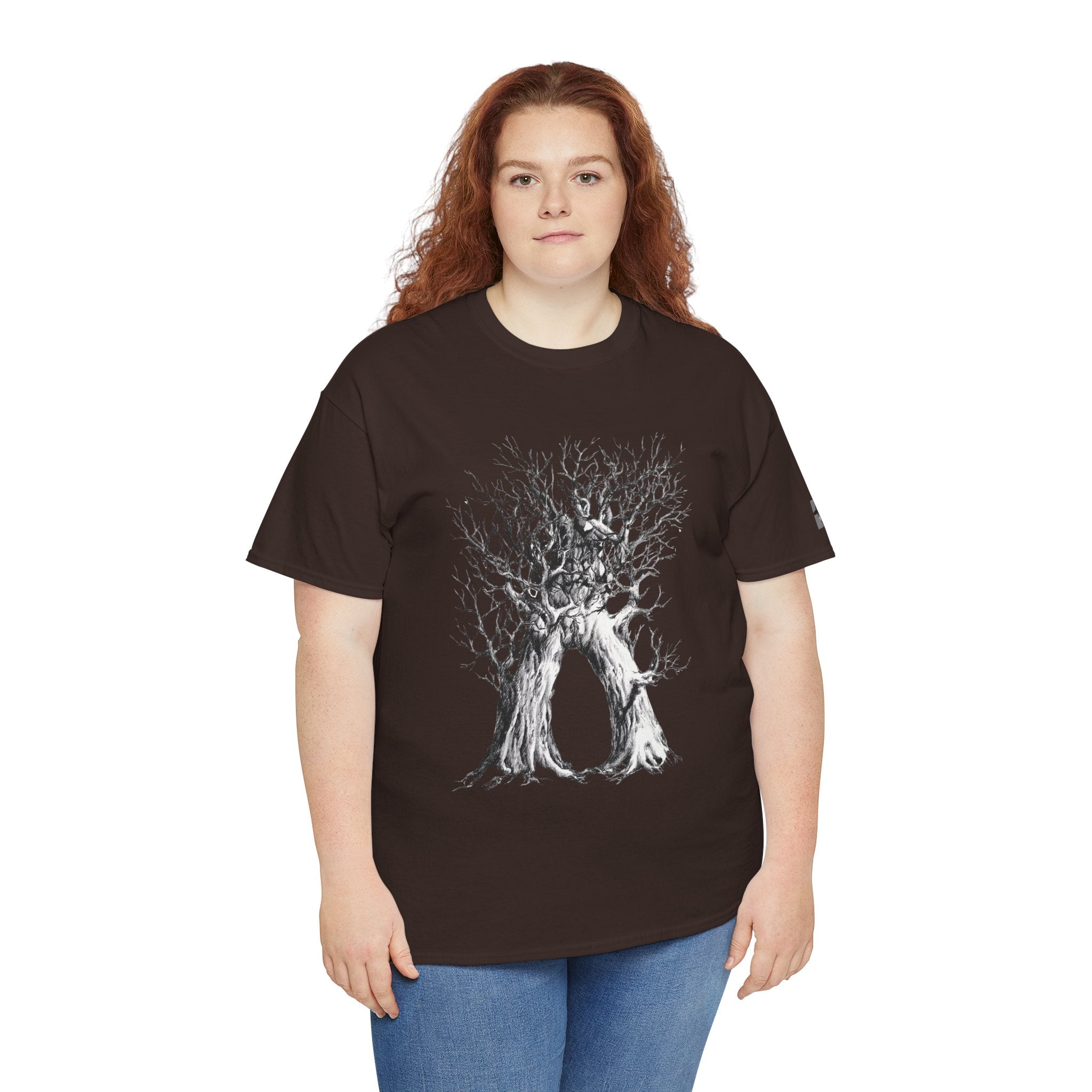 Tree of Lovers T-Shirt — Romantic Embrace Tree Illustration Tee