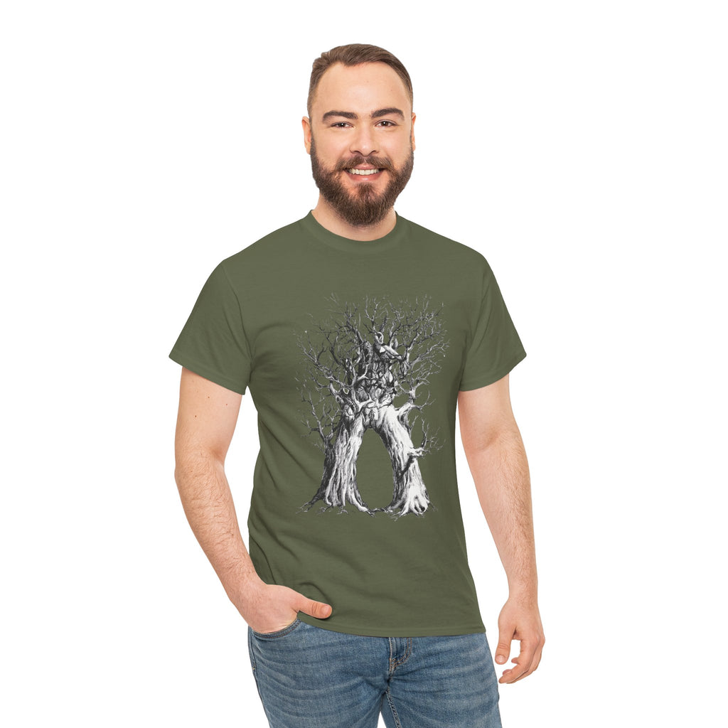 Tree of Lovers T-Shirt — Romantic Embrace Tree Illustration Tee