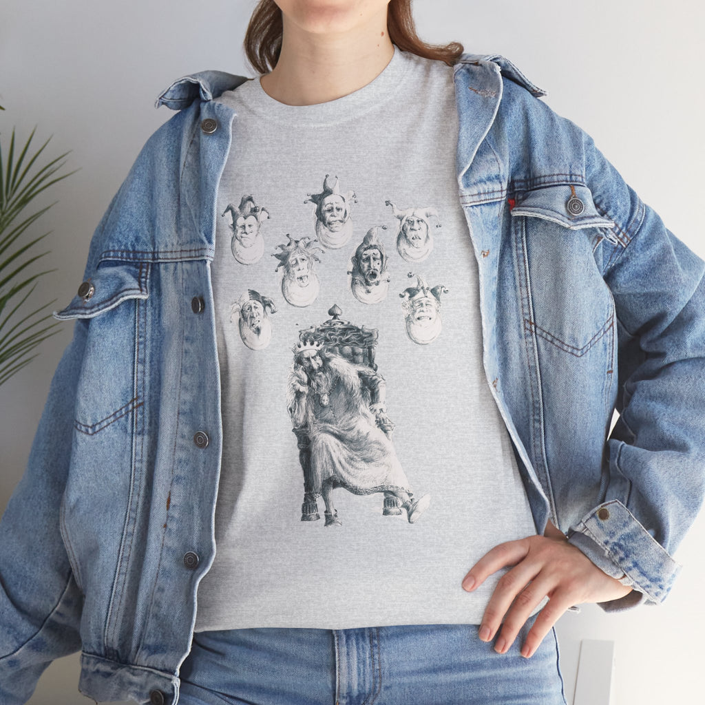 Graphic Tee — Gothic Angel and Floating Skulls Design