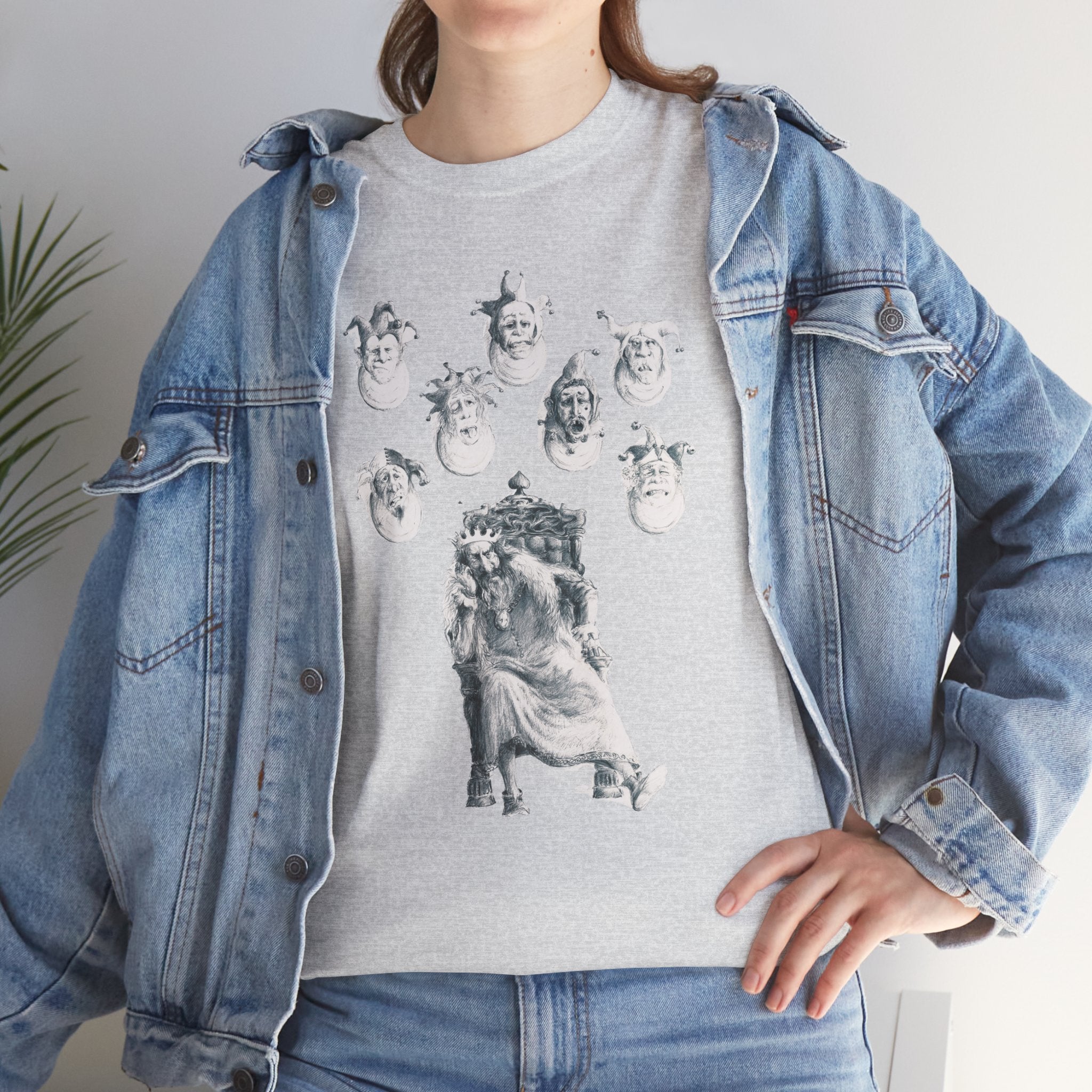 Graphic Tee — Gothic Angel and Floating Skulls Design