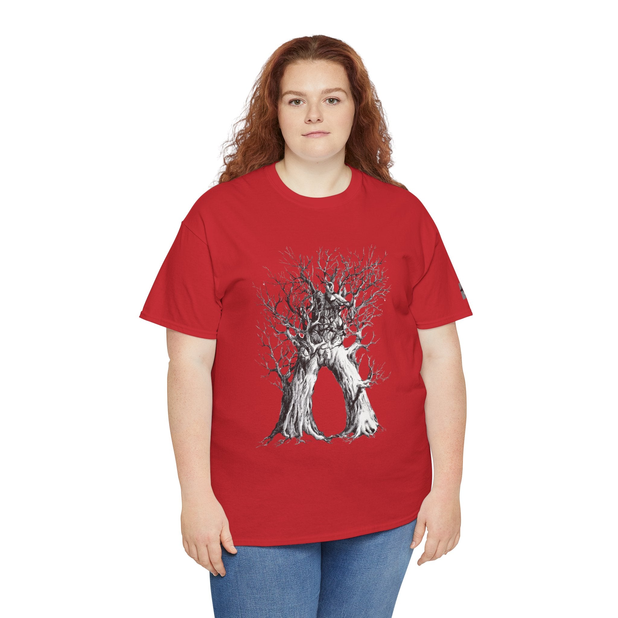 Tree of Lovers T-Shirt — Romantic Embrace Tree Illustration Tee