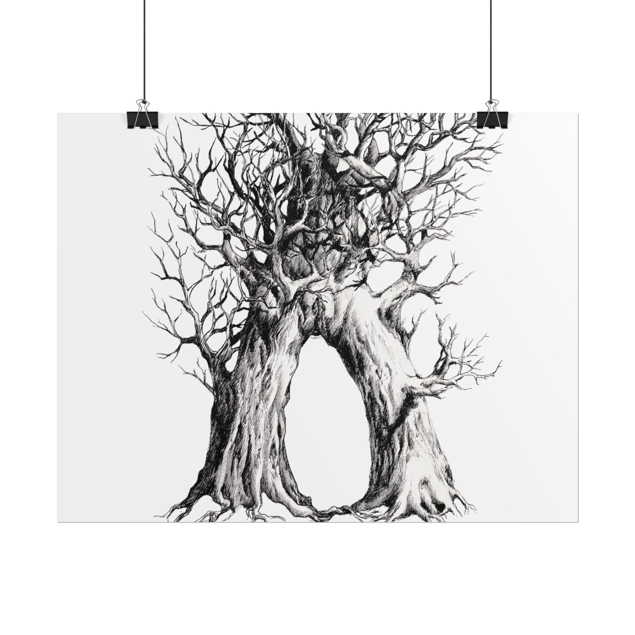 Tree Arch Illustration poster | Hand-drawn black ink botanical art
